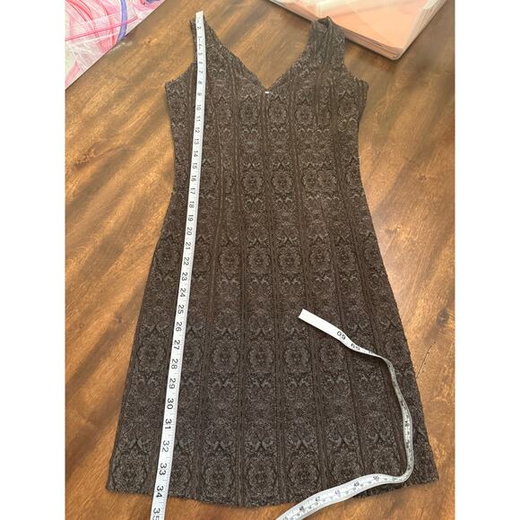 VINTAGE Bruno Duluc for Kush Women's Brown Jacquard Mini Dress Size Medium - Picture 6 of 7